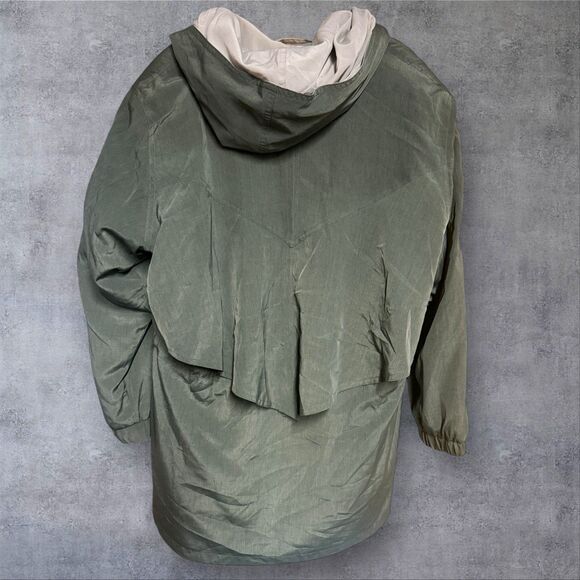 VTG Gallery Hooded Parka Jacket Women’s XS Olive Green Lightweight Utility Coat - Picture 2 of 5